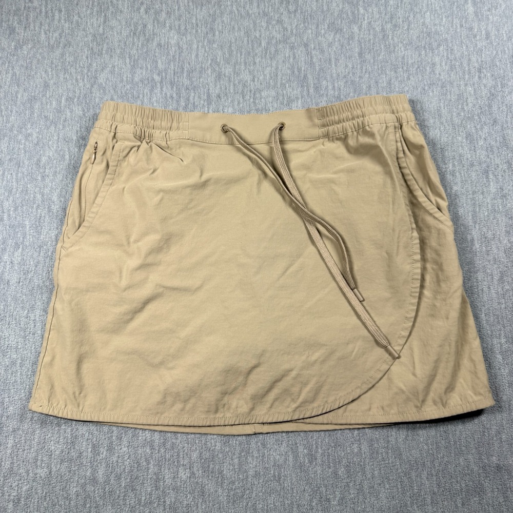 Eddie Bauer Skort Women M Tan Drawstring Elastic Waist Outdoor Hiking Golf Skirt